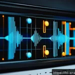 Home 22 아날로그 회로와 디지털 회로 비교 - A detailed, high-tech illustration showing the contrast between analog and digital signals: on the l...
