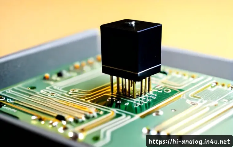 아날로그 트랜지스터 - Photorealistic macro close-up of a single analog transistor standing upright on a clean electronics ...